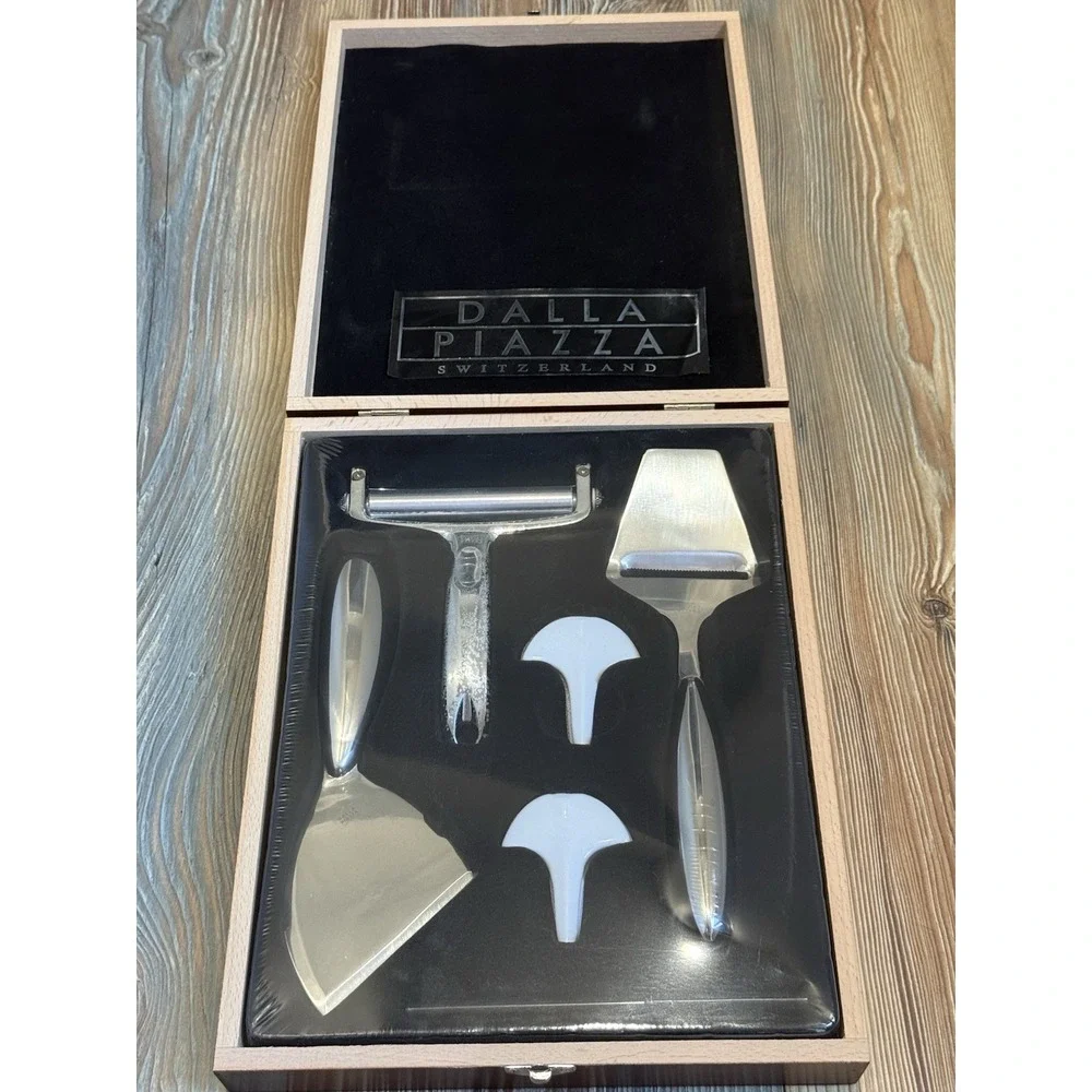 VTG Dalla Piazza Switzerland Cheese Carving Set Porcelain Markers NEW